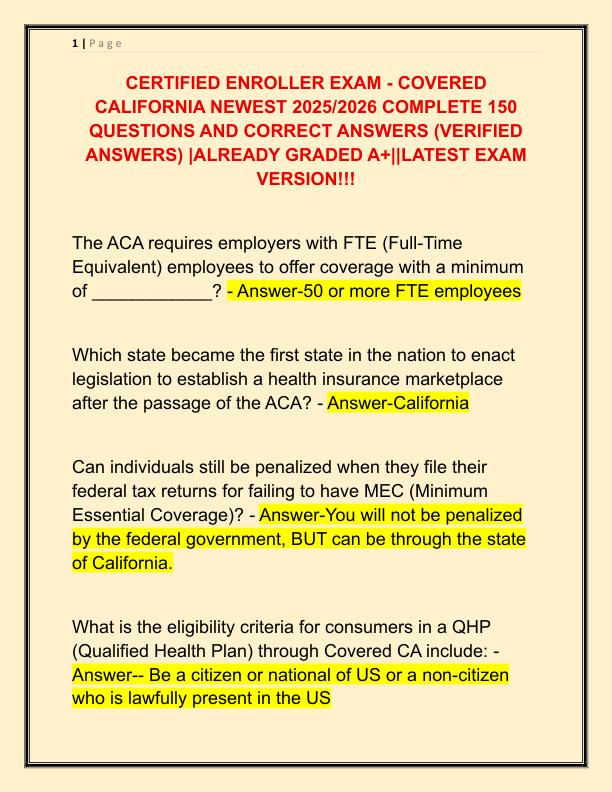 CERTIFIED ENROLLER EXAM