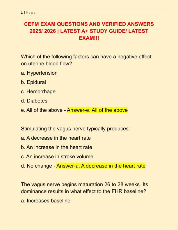 CEFM EXAM QUESTIONS AND VERIFIED ANSWERS 2025