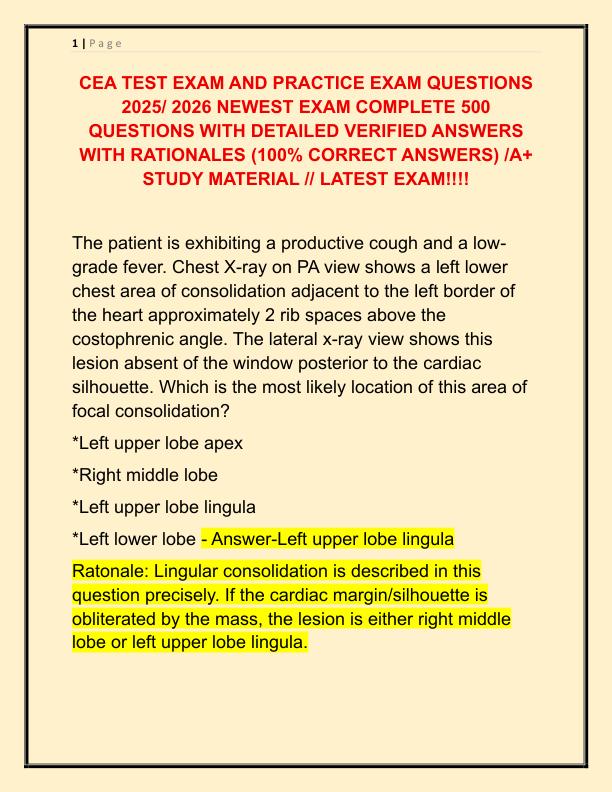 CEA TEST EXAM AND PRACTICE EXAM QUESTIONS 2025