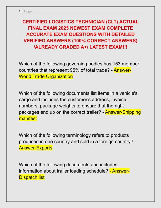 CERTIFIED LOGISTICS TECHNICIAN