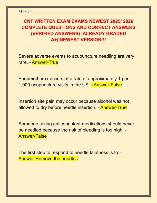 CNT WRITTEN EXAM EXAMS NEWEST 2025