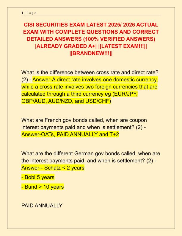 CISI SECURITIES EXAM LATEST 2025