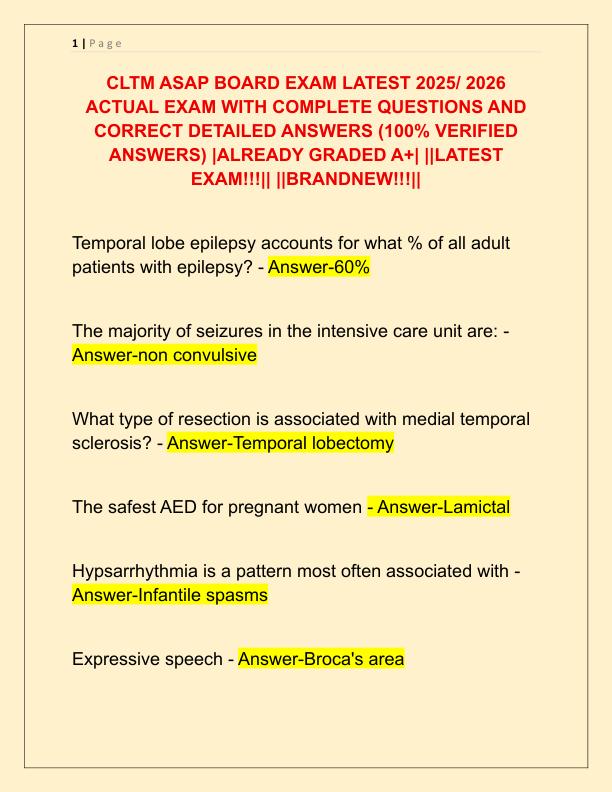 CLTM ASAP BOARD EXAM LATEST 2025