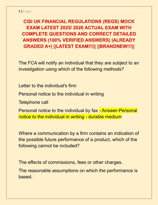 CISI UK FINANCIAL REGULATIONS
