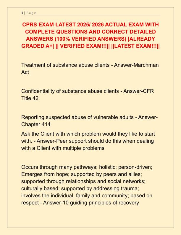 CPRS EXAM LATEST 2025