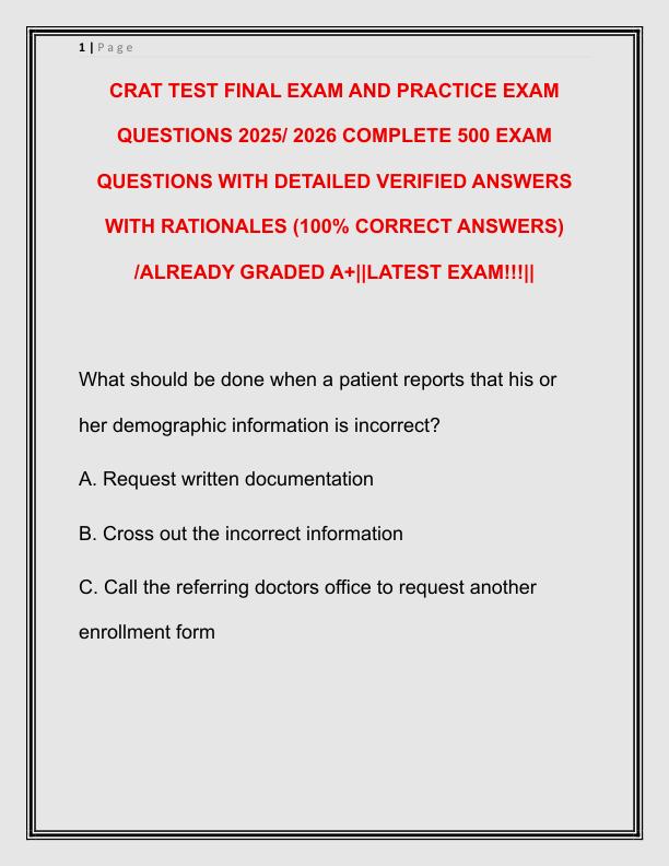 CRAT TEST FINAL EXAM AND PRACTICE EXAM QUESTIONS 2025