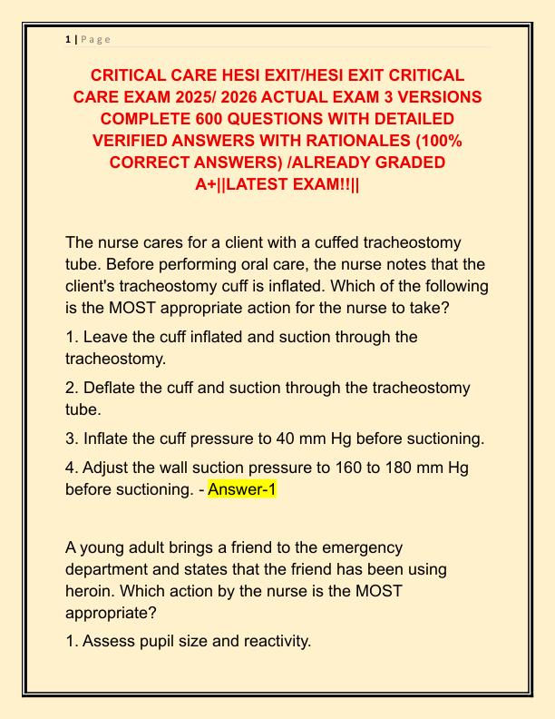 CRITICAL CARE HESI EXIT