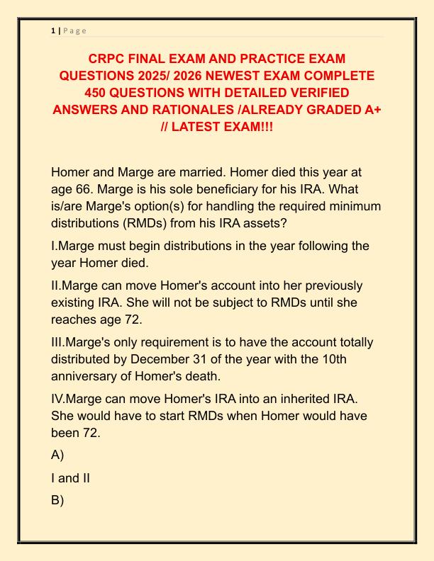CRPC FINAL EXAM AND PRACTICE EXAM QUESTIONS 2025