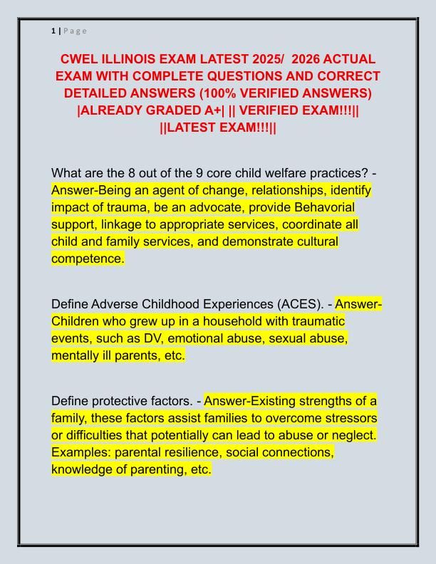 CWEL ILLINOIS EXAM LATEST 2025