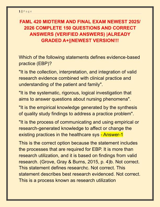 FAML 420 MIDTERM AND FINAL EXAM NEWEST 2025