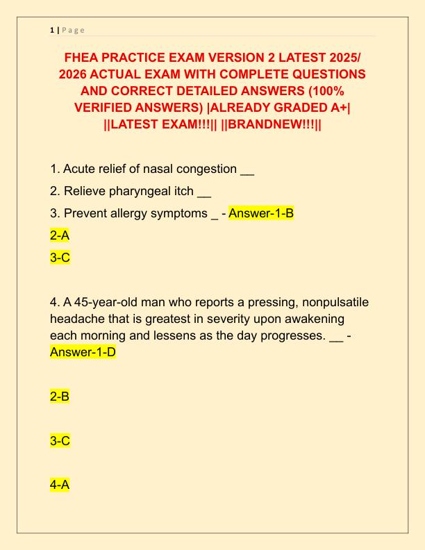 FHEA PRACTICE EXAM VERSION 2 LATEST 2025