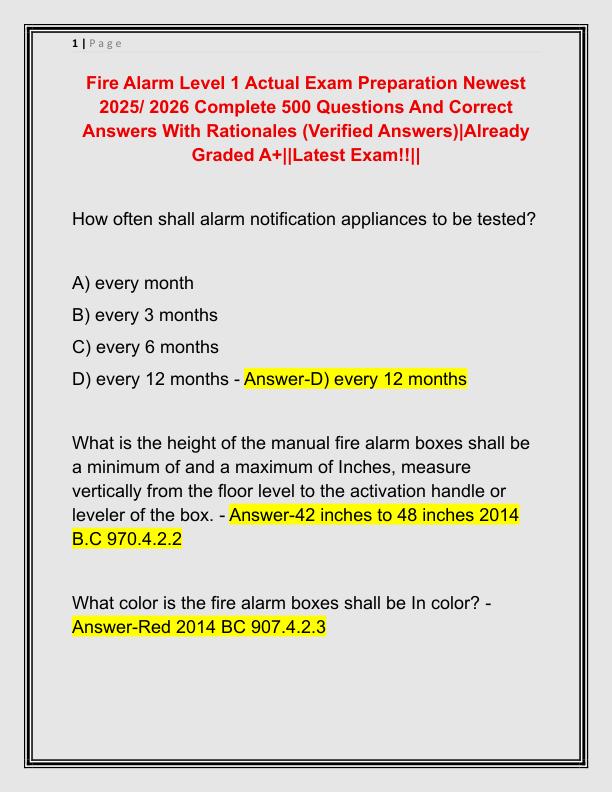 Fire Alarm Level 1 Actual Exam Preparation Newest 2025