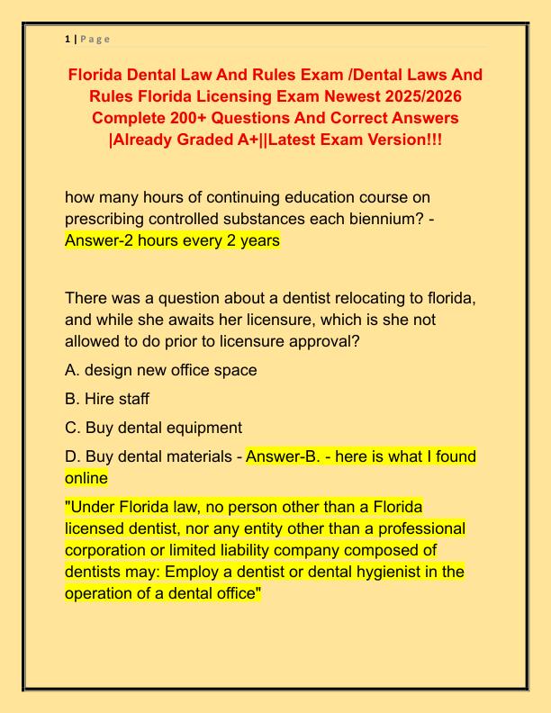 Florida Dental Law And Rules Exam