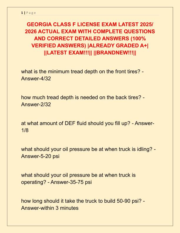 GEORGIA CLASS F LICENSE EXAM LATEST 2025