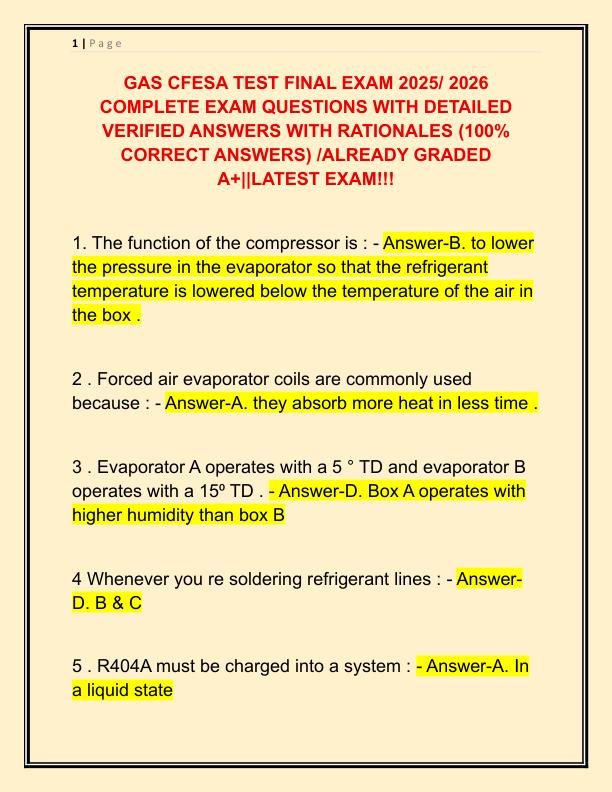 GAS CFESA TEST FINAL EXAM 2025