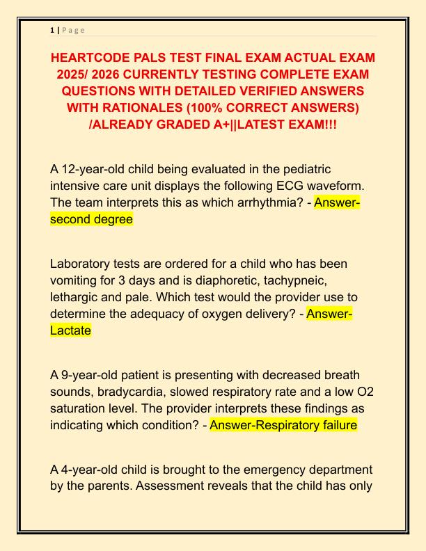 HEARTCODE PALS TEST FINAL EXAM ACTUAL EXAM 2025