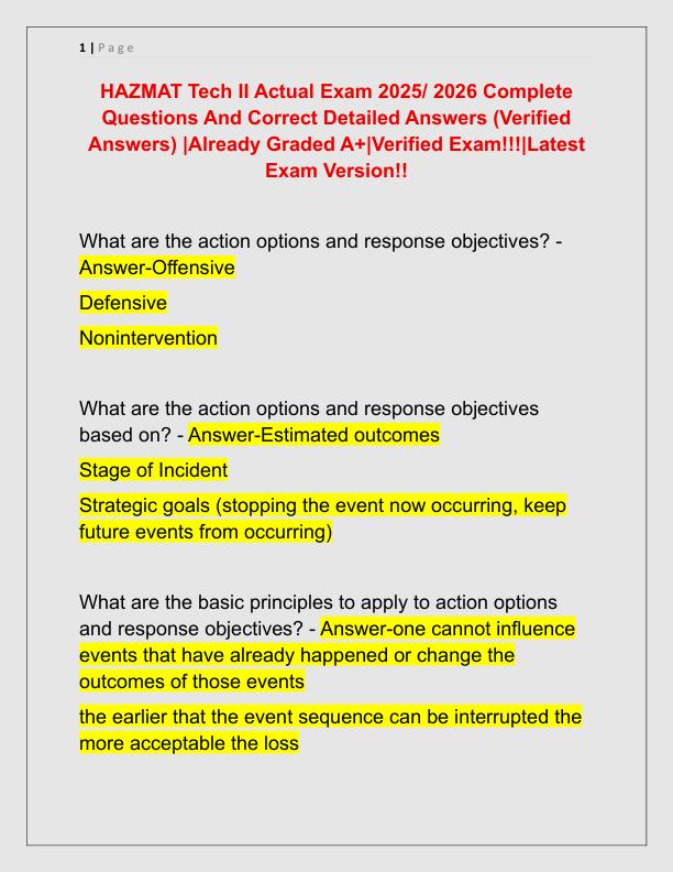 HAZMAT Tech II Actual Exam 2025