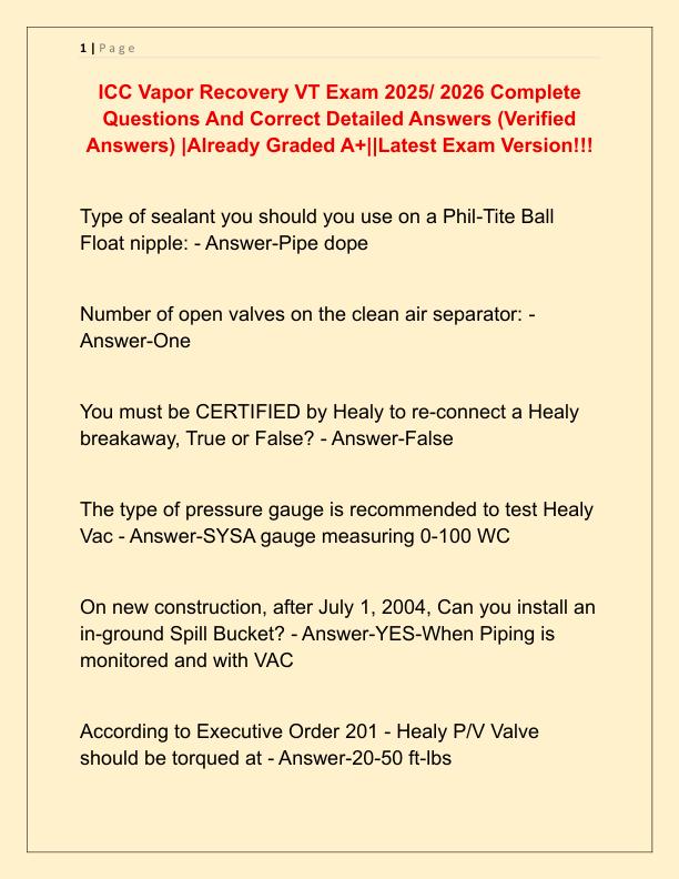 ICC Vapor Recovery VT Exam 2025