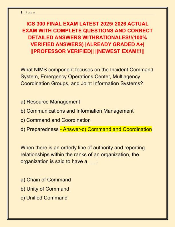 ICS 300 FINAL EXAM LATEST 2025