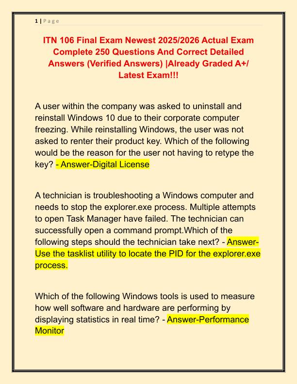 ITN 106 Final Exam Newest 2025