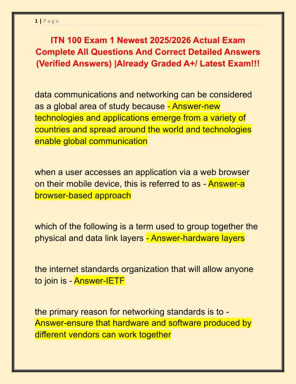ITN 100 Exam 1 Newest 2025