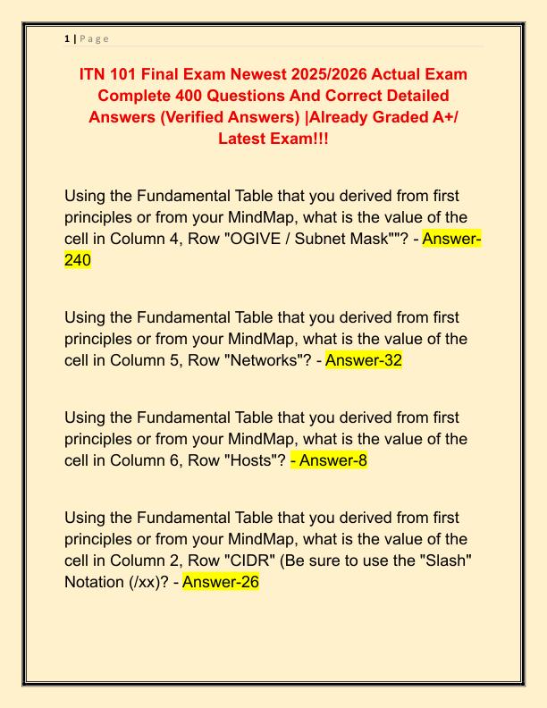 ITN 101 Final Exam Newest 2025