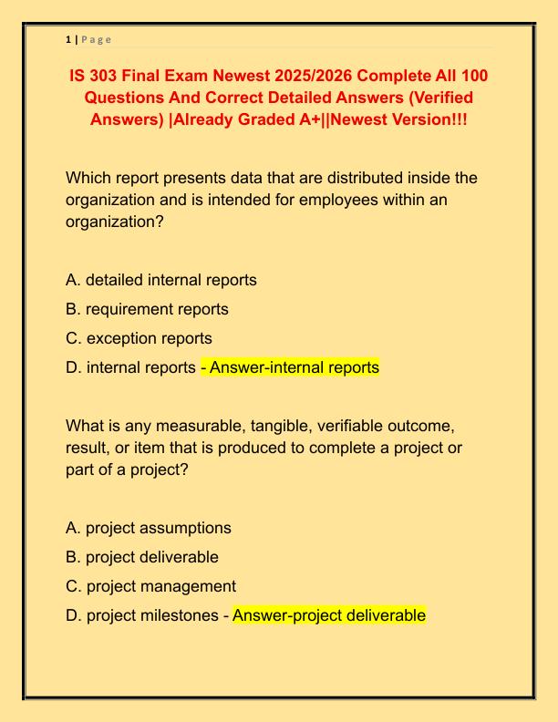 IS 303 Final Exam Newest 2025