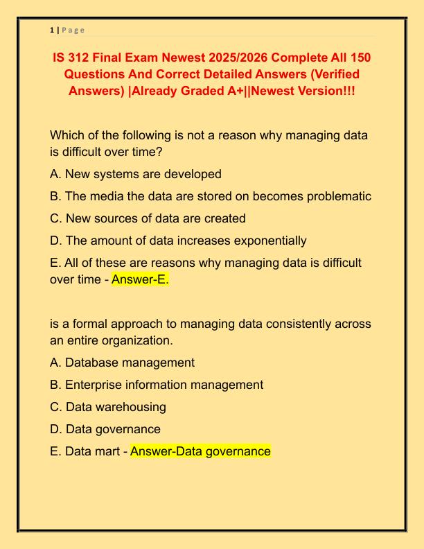 IS 312 Final Exam Newest 2025