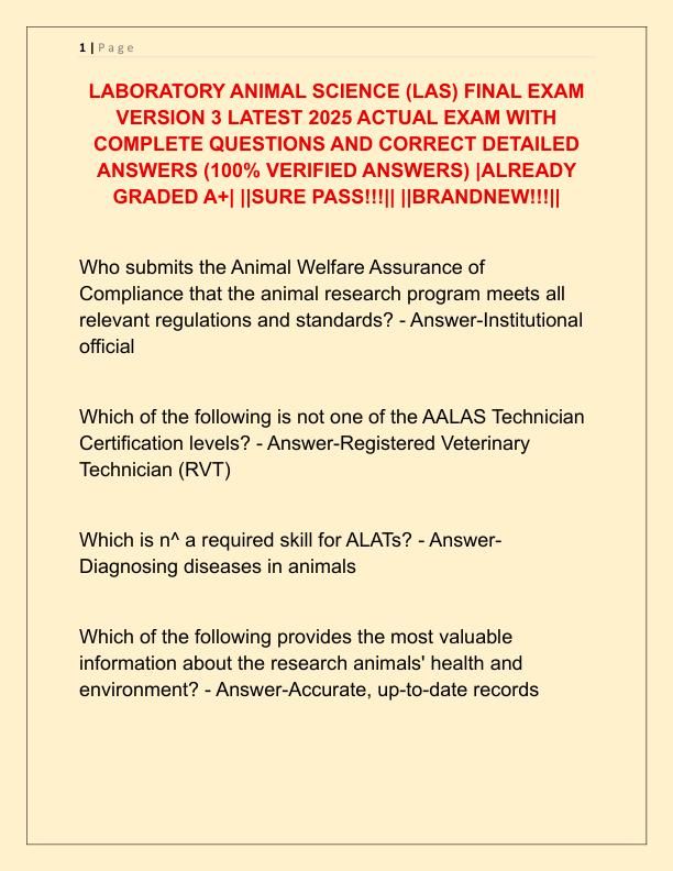 LABORATORY ANIMAL SCIENCE
