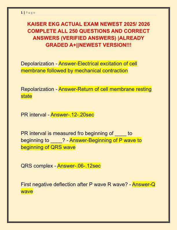 KAISER EKG ACTUAL EXAM NEWEST 2025