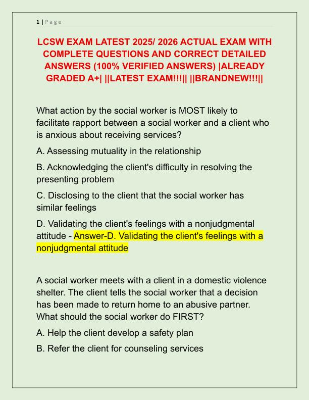 LCSW EXAM LATEST 2025