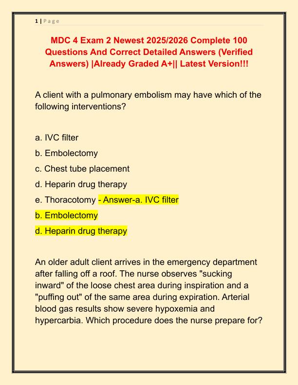 MDC 4 Exam 2 Newest 2025