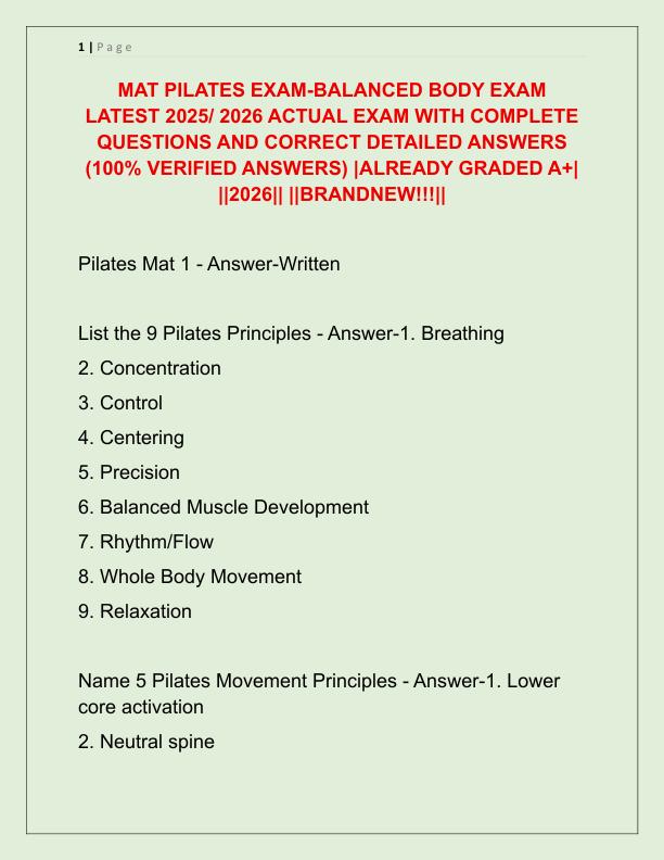 MAT PILATES EXAM