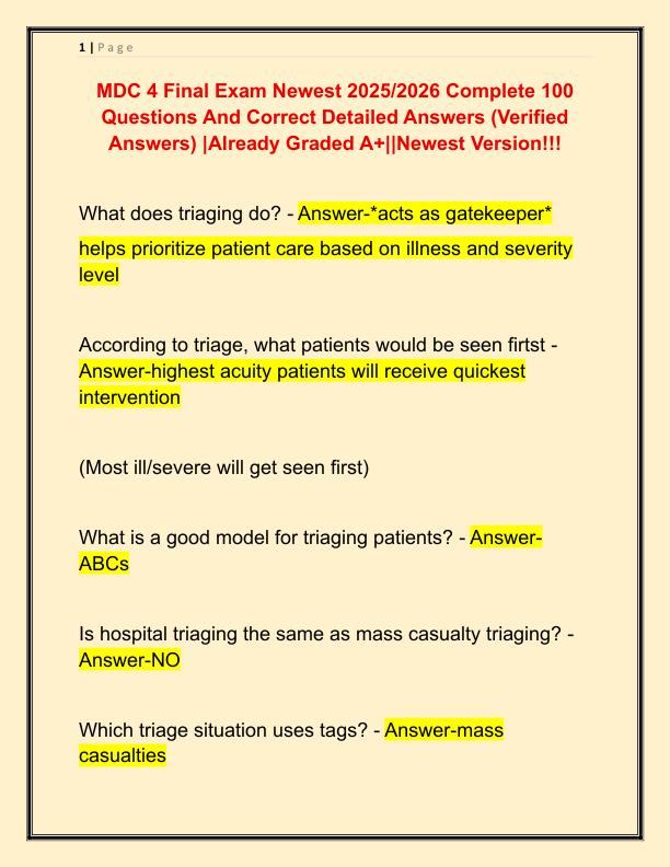 MDC 4 Final Exam Newest 2025