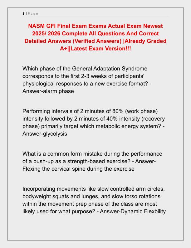 NASM GFI Final Exam Exams Actual Exam Newest 2025