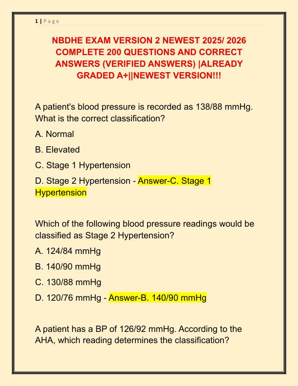 NBDHE EXAM VERSION 2 NEWEST 2025