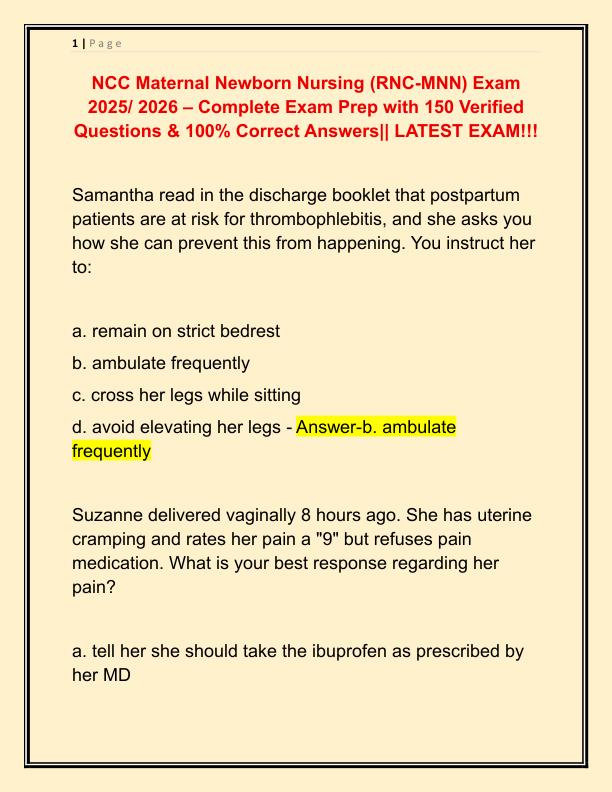 NCC Maternal Newborn Nursing