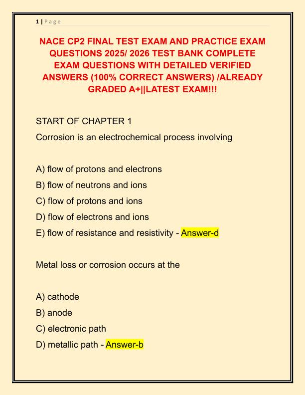 NACE CP2 FINAL TEST EXAM AND PRACTICE EXAM QUESTIONS 2025