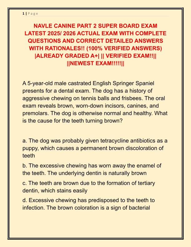 NAVLE CANINE PART 2 SUPER BOARD EXAM LATEST 2025