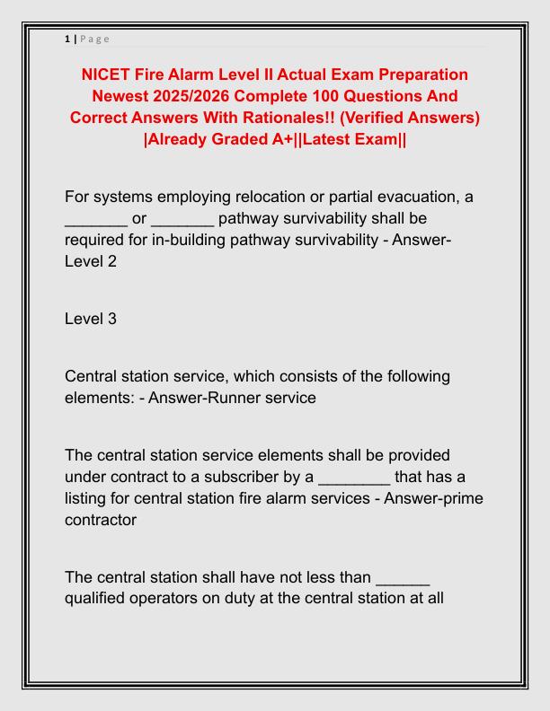 NICET Fire Alarm Level II Actual Exam Preparation Newest 2025