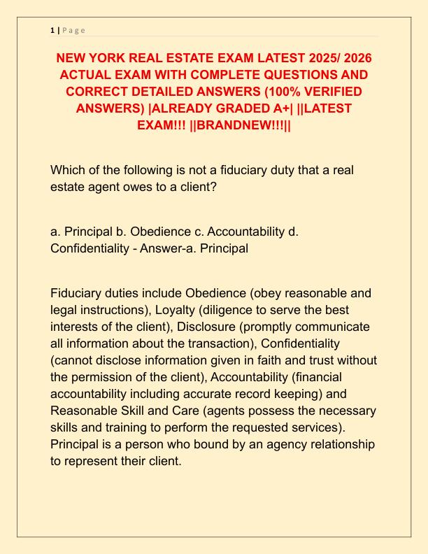 NEW YORK REAL ESTATE EXAM LATEST 2025