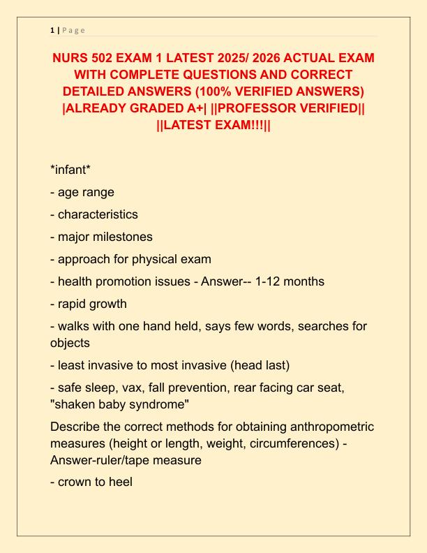 NURS 502 EXAM 1 LATEST 2025