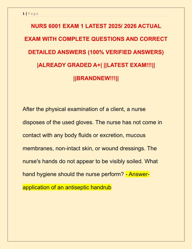 NURS 6001 EXAM 1 LATEST 2025