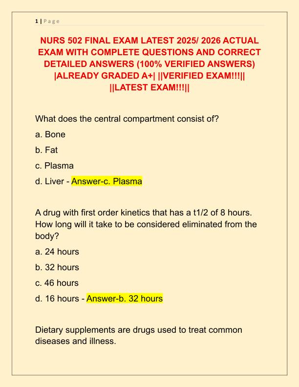 NURS 502 FINAL EXAM LATEST 2025