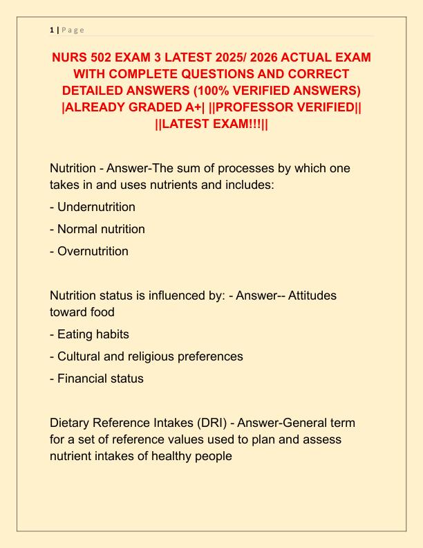 NURS 502 EXAM 3 LATEST 2025