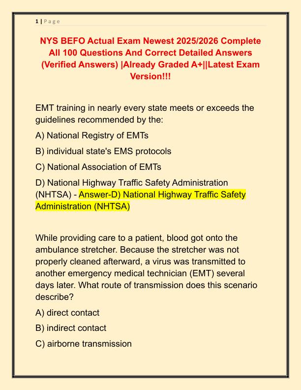 NYS BEFO Actual Exam Newest 2025