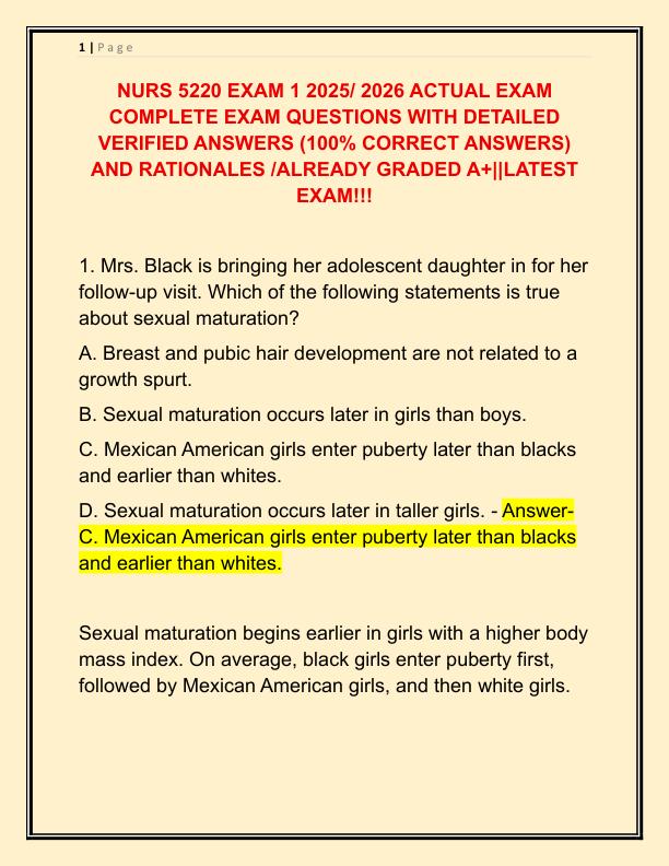 NURS 5220 EXAM 1 2025