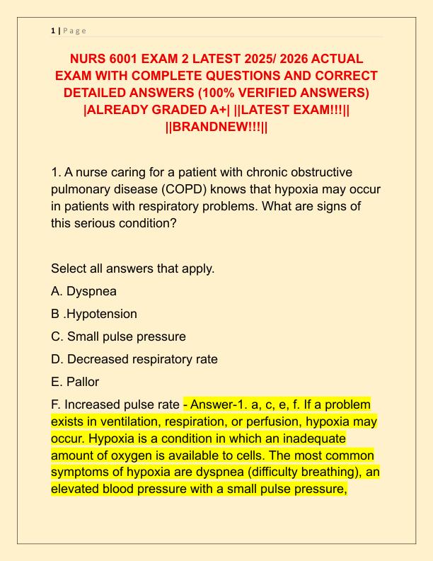 NURS 6001 EXAM 2 LATEST 2025