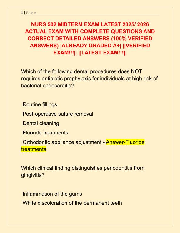 NURS 502 MIDTERM EXAM LATEST 2025