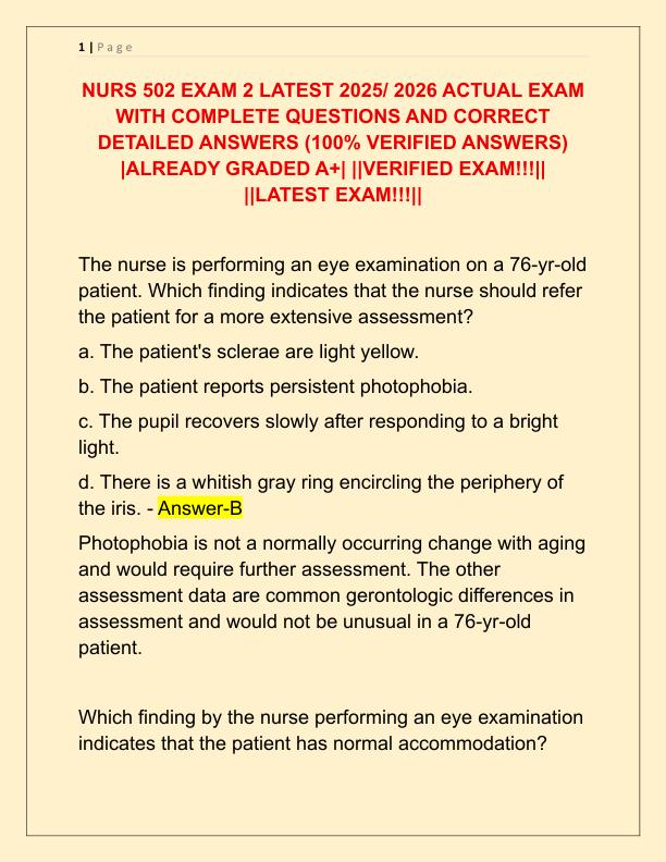 NURS 502 EXAM 2 LATEST 2025